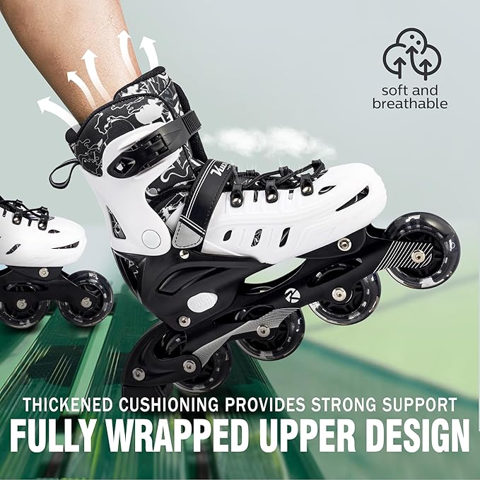 Inline Skates for Kids and Adult, Adjustable Fun Illuminating Skates for Girls, Boys, Women and Men Outdoor and Indoor, Beginner