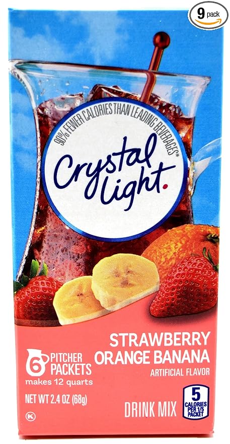 Crystal Light Strawberry Orange Banana Drink Mix, 12-Quart 2.4-Ounce Box (Pack of 9)
