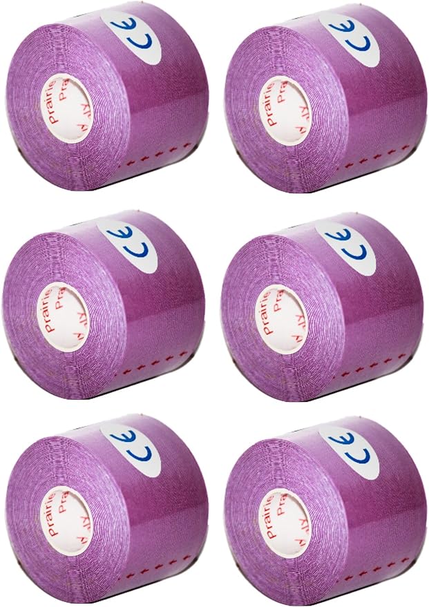 Kinesiology Tape Pro, Athletic Waterproof Muscle Support Adhesive Kinesio Sport Tape for Athletes 2 inches x 16.4 feet, 6 Rolls, Purple