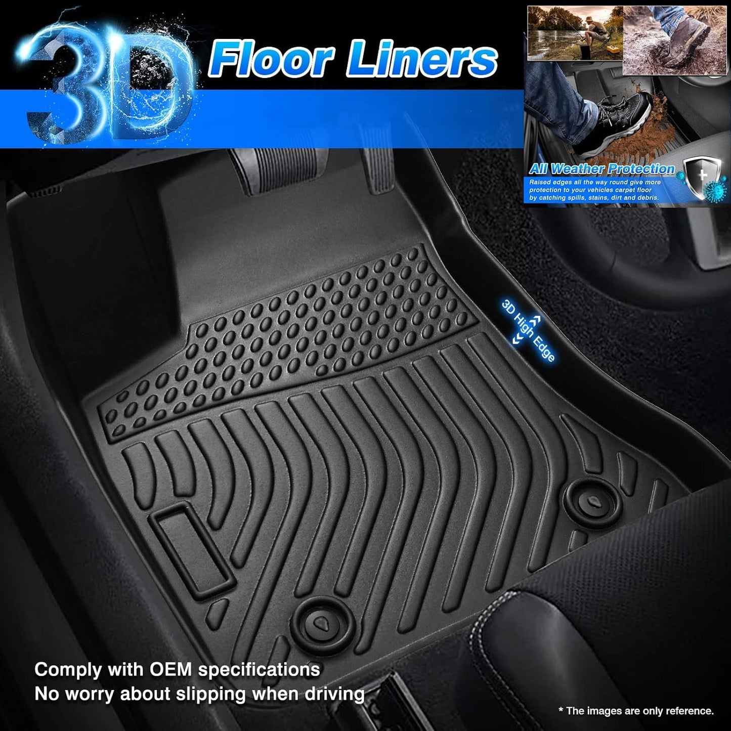 Cartist Floor Mats for Chevy Tahoe & GMC Yukon 2007-2014 (Not for Yukon XL) All Weather Floor Mat for Tahoe Accessories Heavy Duty TPE Waterproof Carpet Protection