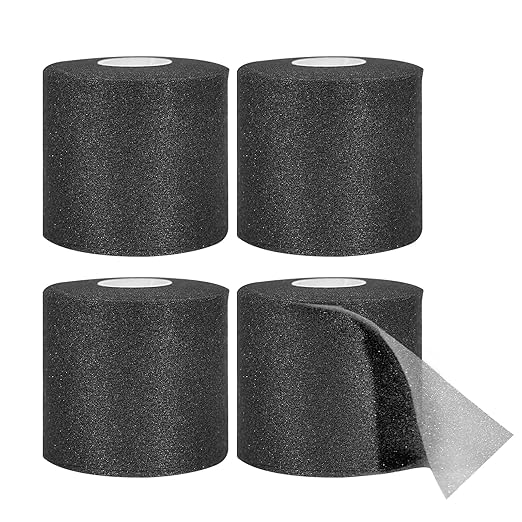 Dimora Pre Wrap Athletic, 4 Rolls Prewrap Headband for Hair, 120 Yards Foam Underwrap Athletic Tape, Best Padding for Underneath Sports Tape, 2.75 Inches x 30 Yards - Black