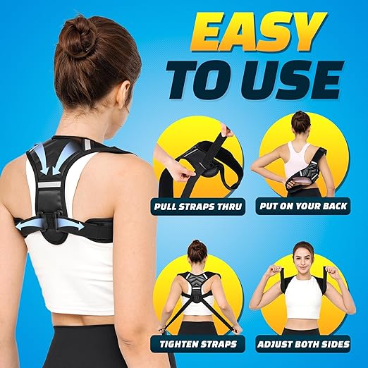 benoo Back Posture Corrector for Women & Men, Comfy Adjustable Back Brace to Improve Posture & Relieve Back Pain (Mens S | Womens S/M)