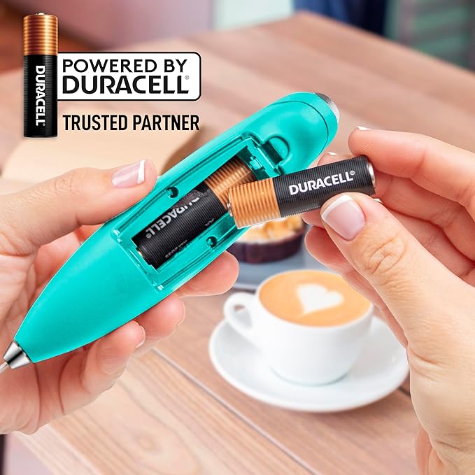 Zulay Powerful Milk Frother Handheld Foam Maker for Lattes - Whisk Drink Mixer for Coffee, Mini Foamer for Cappuccino, Frappe, Matcha, Hot Chocolate by Milk Boss (Caribbean Aqua)