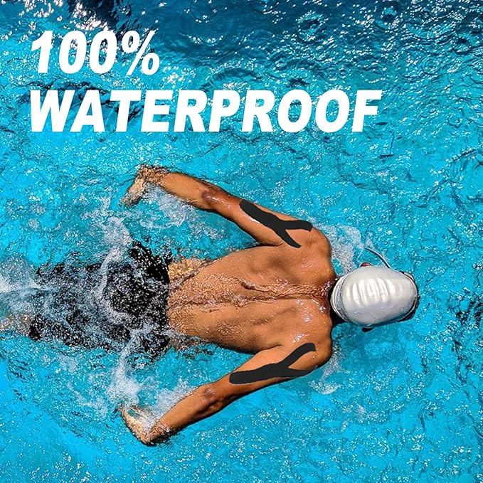 Pro Synthetic Kinesiology Tape Waterproof Athletic Tape [3 Rolls] 2inch x Long Roll 16ft Free Cut Tape for Ankle Wrists Knees Elastic Swimming Sports Activities Tapes（Mix)