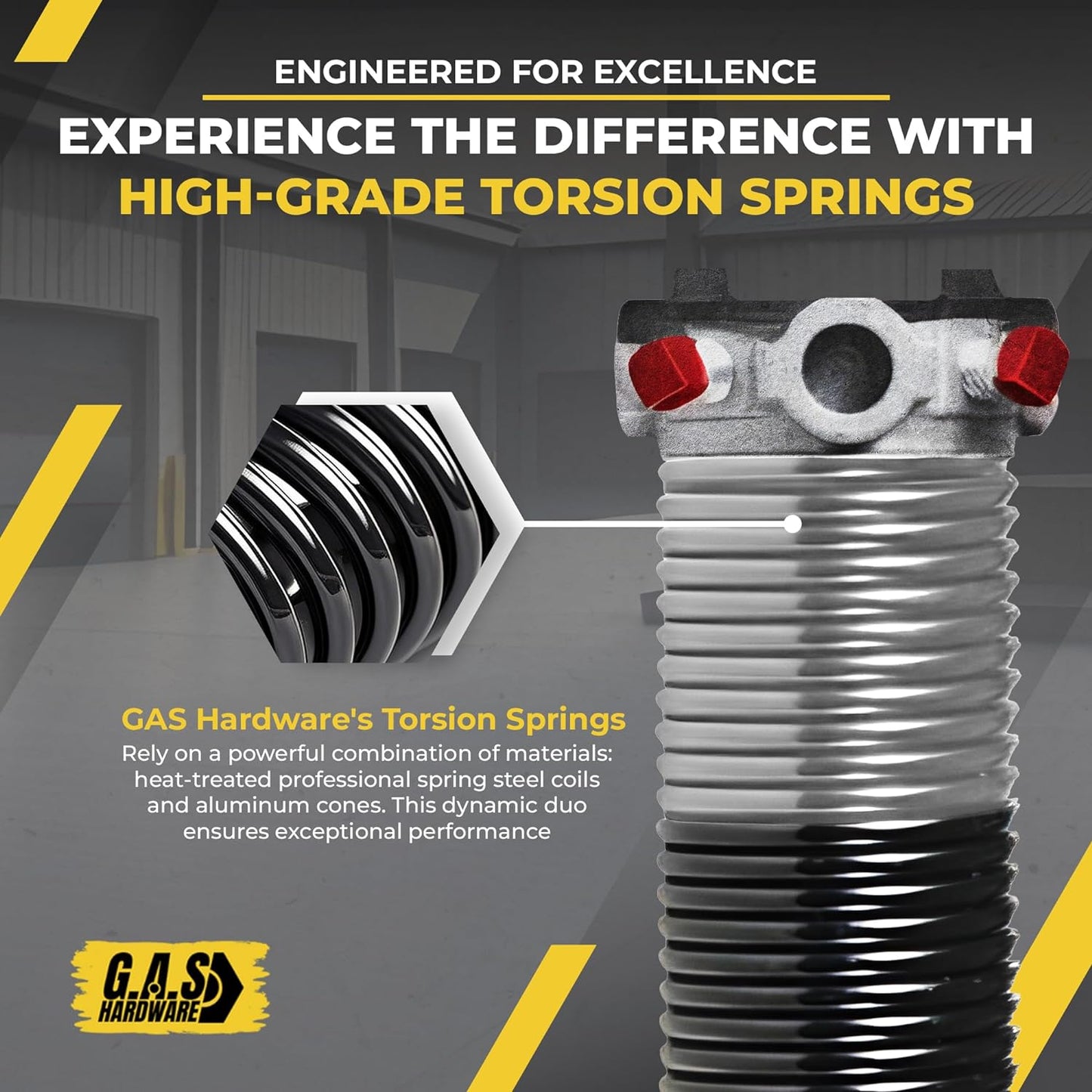 Garage Door Torsion Spring 218x1.75x31 Includes 1” Steel Bearing, Non-Slip Gloves, and Winding Bars for Left Side of Garage Door Precision E-Coating 5-Year Warranty Min. 30,000 Cycles (Red Cone)