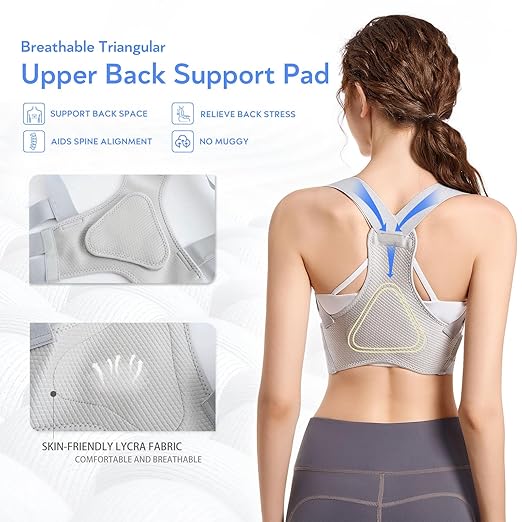 Posture Corrector for Women, Back Brace Posture Corrector, Invisable Back Straightener for Hunchback and Providing Pain Relief from Neck, Back and Shoulder (Gray)(Large 35-41 Inch)