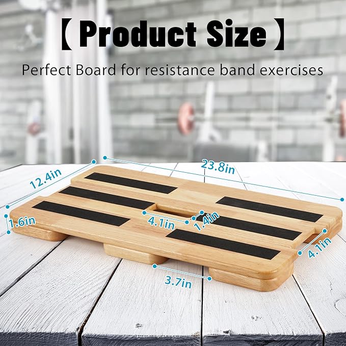 Wooden Exercise Board, Resistance Band Foot Plate with Non-slip Design, Wood Fitness Board for Resistance Band Training, Workout Bands, Balance, Stretching, Flexibility Exercise Home Gym