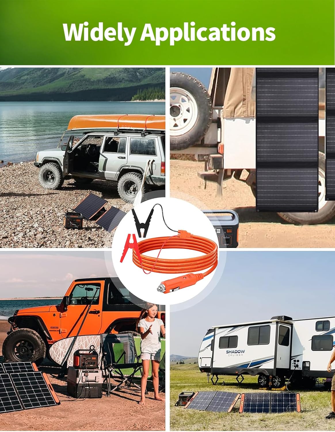 12V Car Battery Charger Cable, 6.6FT 14AWG Cigarette Lighter Plug to Alligator Battery Clips Connector, Automobile Lead-Acid Battery Charging Cable 15A Fuse for Jackery Solar Generators Power Station