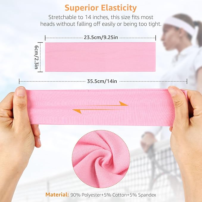 Headbands for Women Non Slip - 7PCS Fashion Sports Hair Bands for Women's Hair, Soft Cotton Cloth Stretchy Headbands for Women for Workout Yoga Running