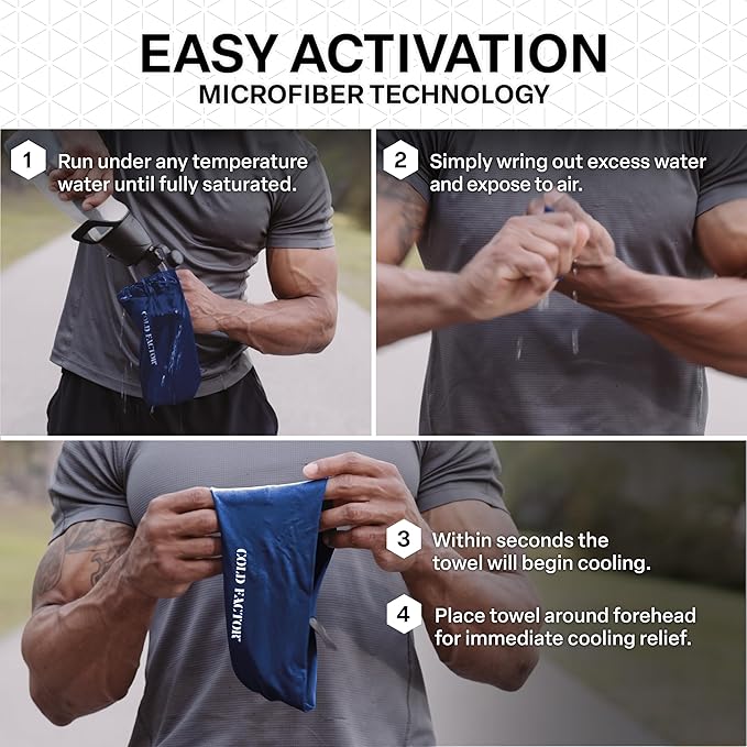 COLD FACTOR Instant Cooling Headband 3 Pack | Advanced Evaporative Comfort for Sports & Outdoor | UPF 50+ Protection | Long-Lasting Coolness | Ideal for Fitness, Hiking, Yoga, & Running