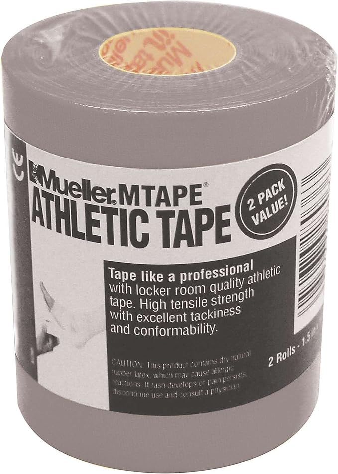 MUELLER Sports Medicine MTape Rolls, Quality Athletic Tape, Easy to Tear for Fast & Effective Taping, 1.5" x 10 Yards Per Roll, 2 Rolls