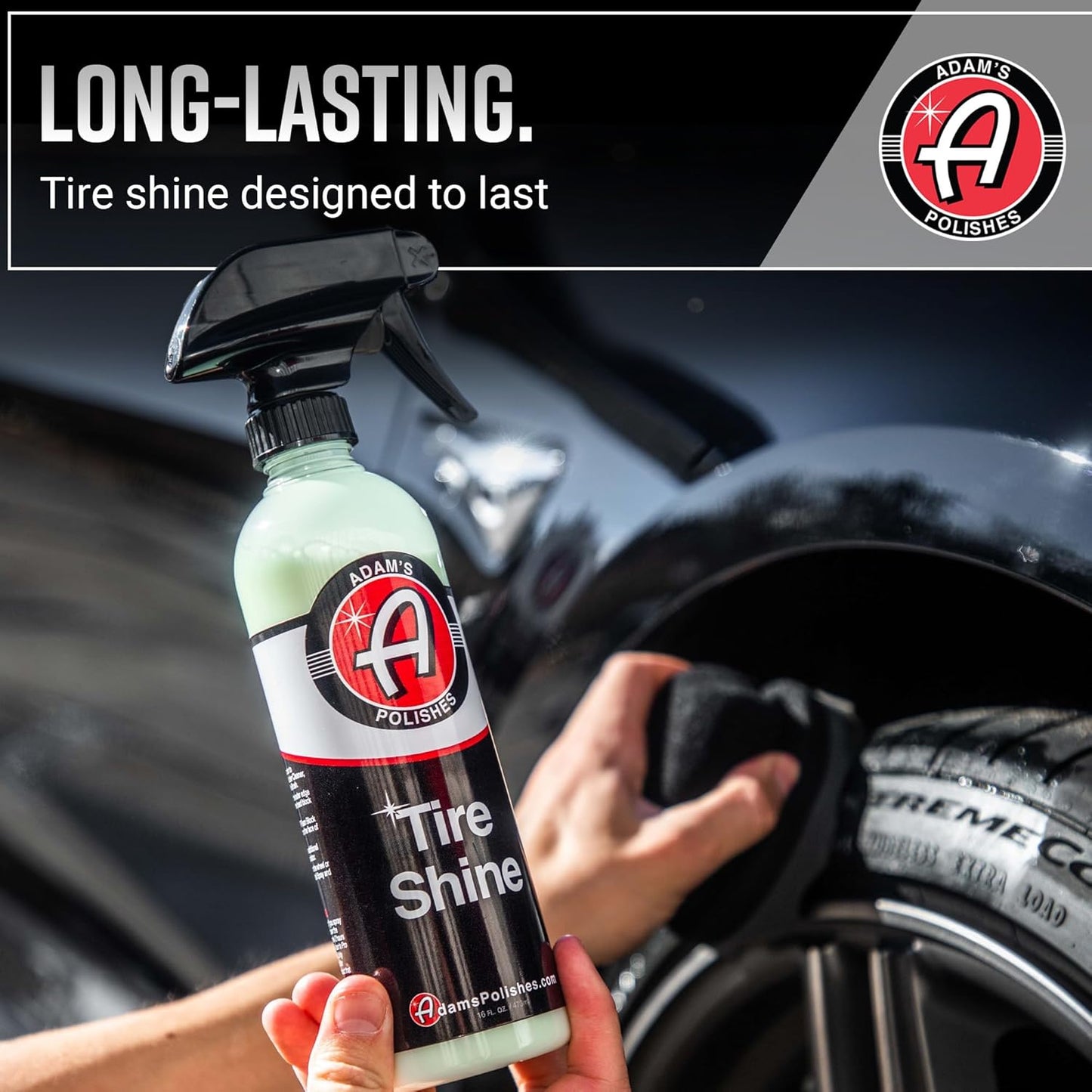 Adam's Polishes Tire Shine Combo - Spray Tire Dressing W/ SiO2 For Non Greasy Car Detailing | Use W/Tire Applicator After Tire Cleaner & Wheel Cleaner | Gives A Ceramic Coating Car Wax