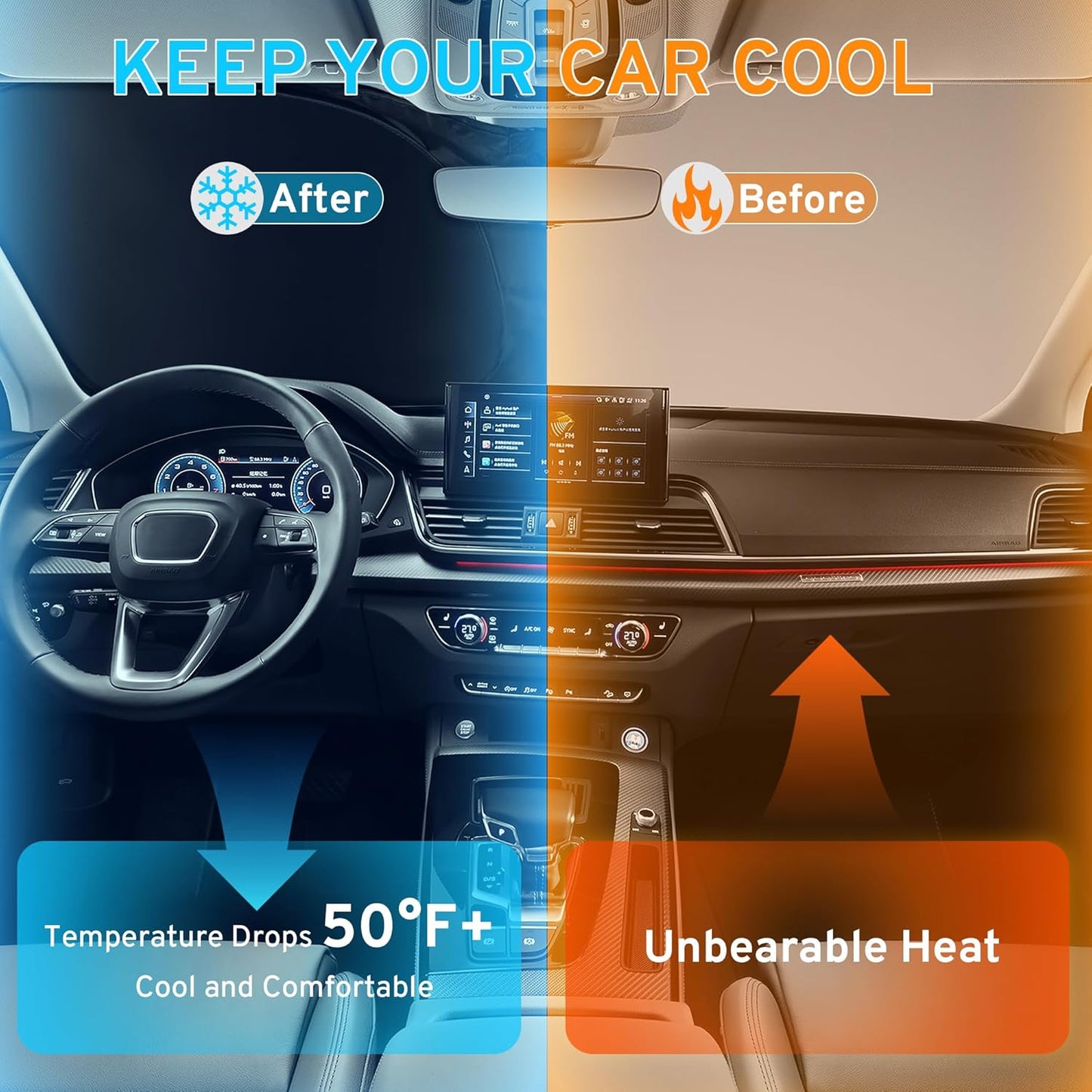 Car Windshield Sun Shade Sunshade Compatible with Genesis GV80 2025 2024-2021 Accessories, Foldable Car Front Window Sun Shield Visor