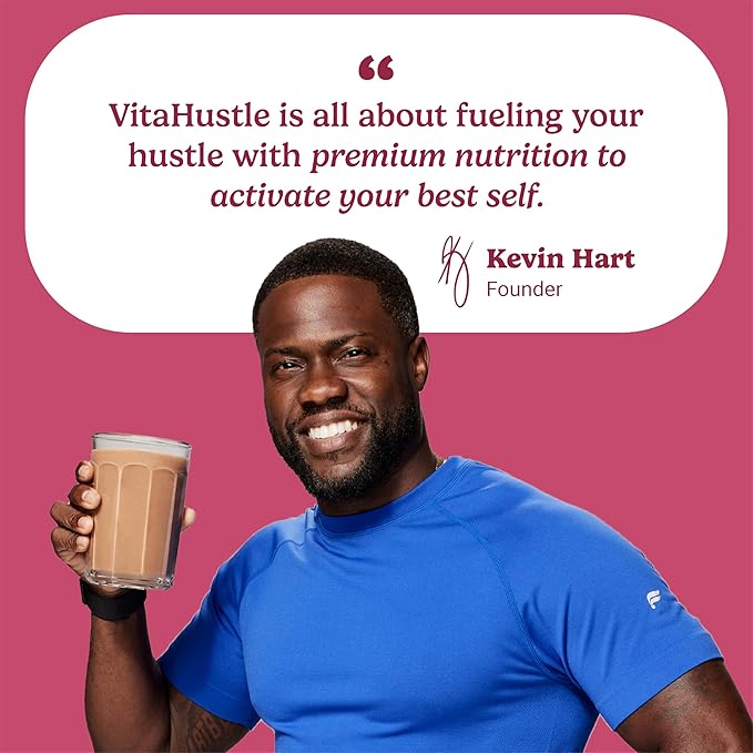 VitaHustle ONE Meal Replacement Shake - Plant Based Protein Powder by Kevin Hart - Vegan, Meal Replacement Powder with Superfoods, Vitamins, Adaptogens & Probiotics - Peanut Butter & Jelly Flavor, 15 Servings