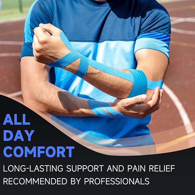 CKeep Uncut Kinesiology Tape(2 Rolls), Original Cotton Elastic Premium Athletic Tape,Latex Free Hypoallergenic, 2inch x 16ft, Light Blue