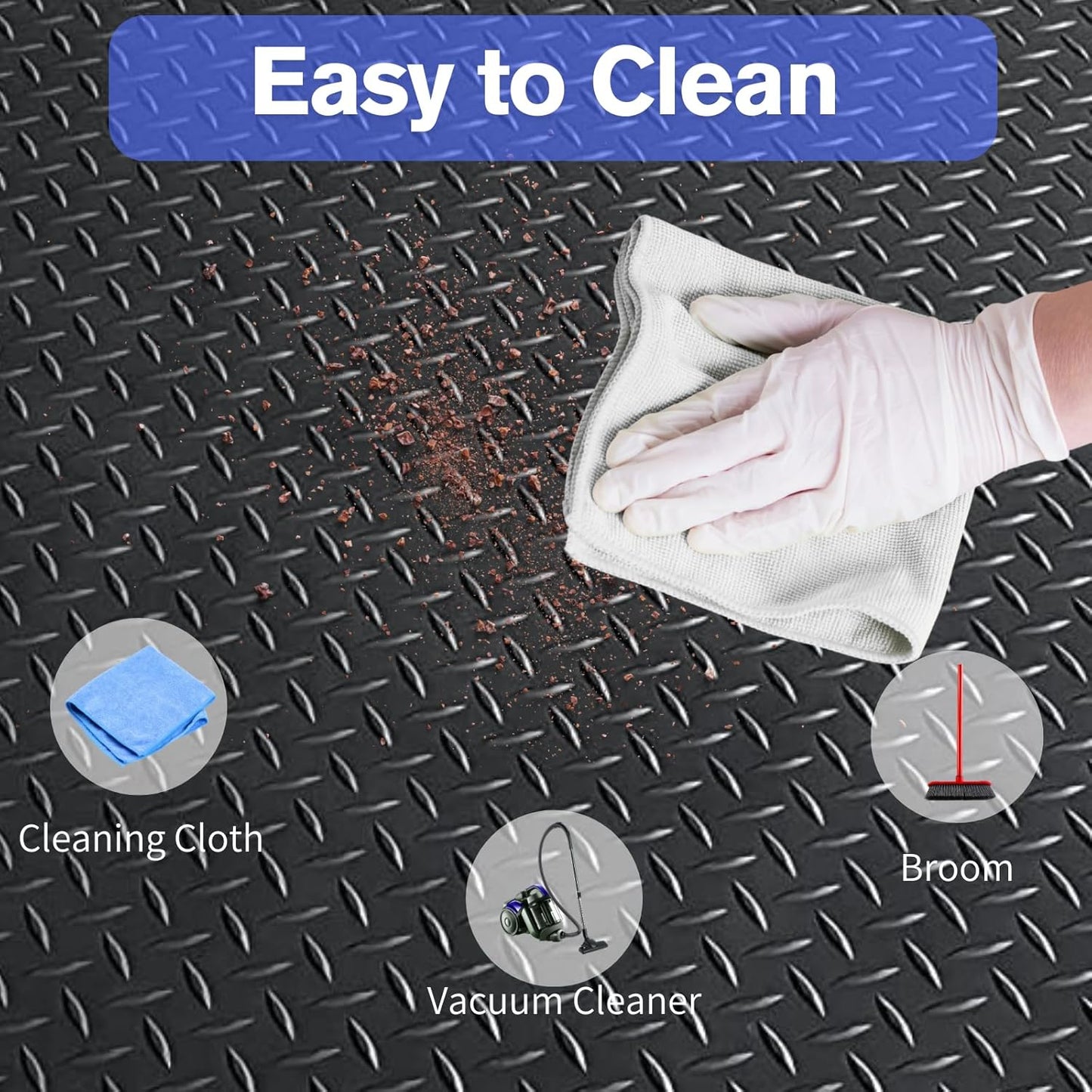 4X6 FT Garage Floor Mat， 2.5 Inch Thickened Diamond Plate Flooring Roll for Under Car， Non-Slip Commercial Grade Heavy Duty Parking Mat for Garage, Warehouse, Workshop, Basement, Gym（Black）