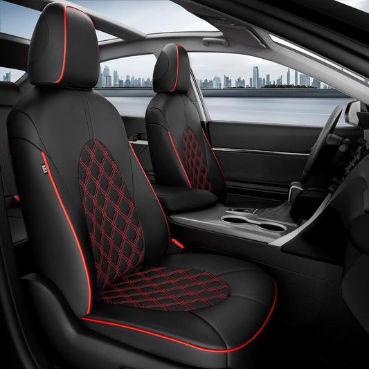 for Toyota Camry Seat Covers XLE XSE V6 2018 2019 2020 2021 2022 2023 2024 - Custom Fit Car Seat Covers Full Set, Breathable Waterproof Leather Seat Covers for Cars, Black Red Not for Hybrid