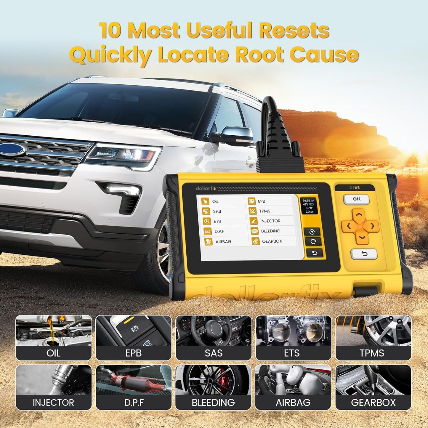 OBD2 Scanner Diagnostic Tool, ECM/TCM/ABS/SRS 4 System Deeply Scanner for Car, Support FCA SGW, BIDirectional Scan Tool Active Test with Oil/EPB/SAS/TPMS/ETS/NJEC 10 Resets, Lifetime Free Update