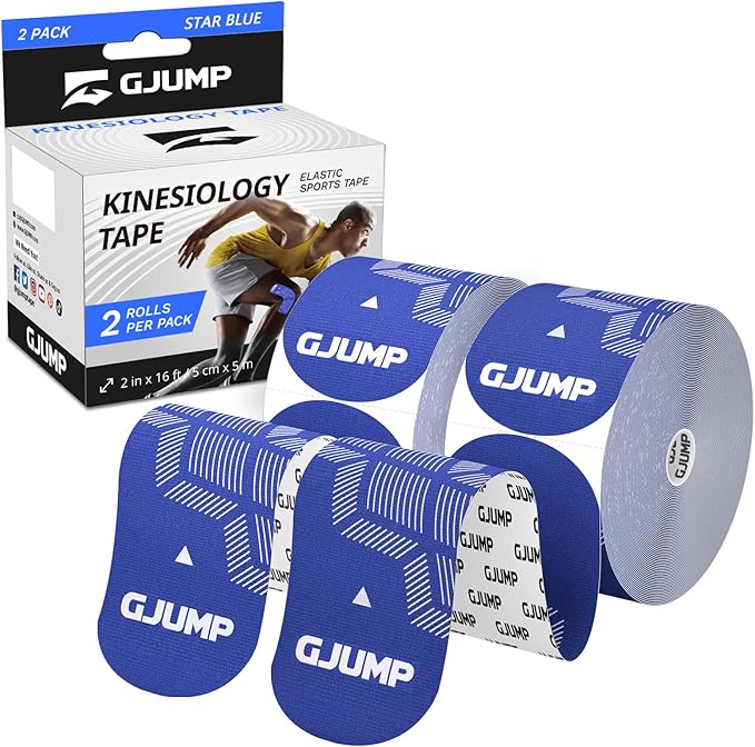 Kinesiology Tape, Original Cotton Elastic Athletic Tape for Muscle Strain Relief & Joint Support, 40 Count Precut Strips 2 Rolls, Waterproof & Breathable Sports Tape for Support and Recovery