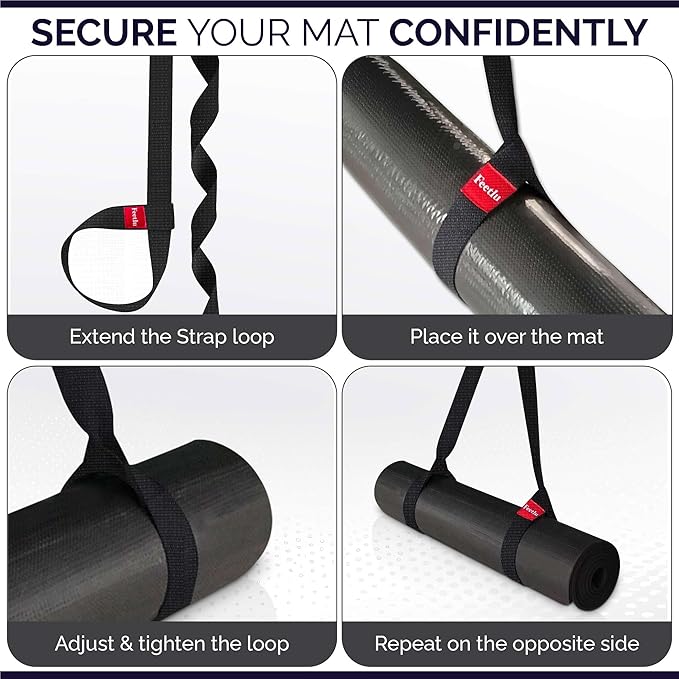 Yoga Mat Straps 2 in 1 - Cotton - Adjustable anti-slip straps for yoga, pilates, stretching, for carrying mats