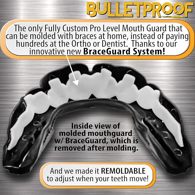 Bulletproof: World’s Thinnest Most Breathable Mouthguard is 3X Stronger! MMA Football Basketball Hockey Lacrosse Rugby BJJ Boxing Sports Mouth Guard Grinding Teeth. Men Women Adult Youth Kids Braces