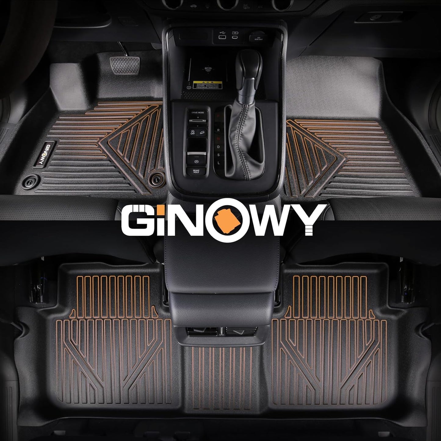 GINOWY- Floor Mats & Cargo Liner for Kia Seltos 2020-2023, TPE All Weather Protection Seltos Car Mats 2021, Custom Seltos Floor Liners Non-Slip Trunk Mat, Waterproof Accessories Black