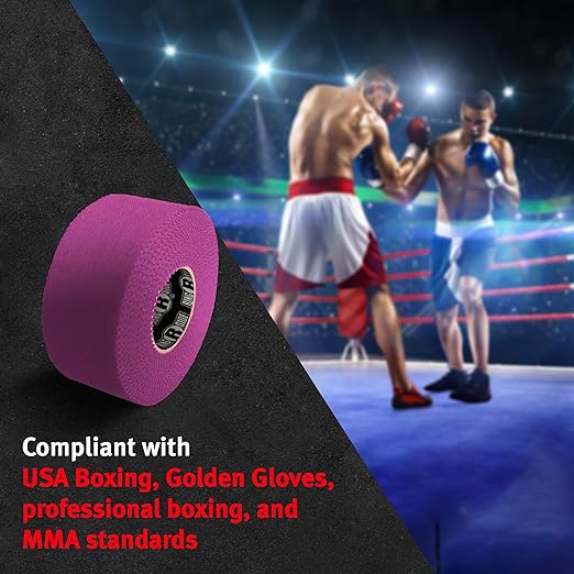 Ringside 1" Athletic Trainers Tape, Cotton Kinesiology Tape for Combat Sports, Adhesive, 30 Foot Rolls, Purple, 3 Pack