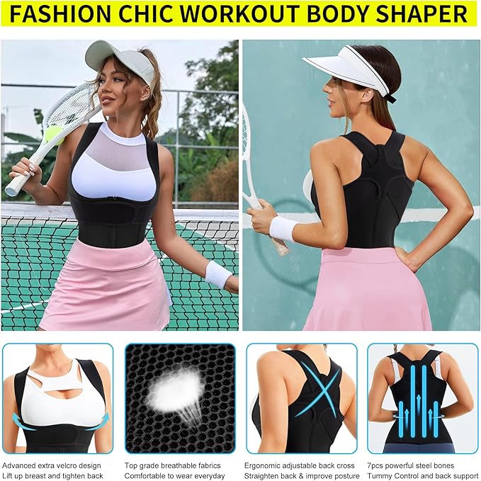 URSEXYLY Back Brace For Women Waist Trainer Vest Back Straightener Adjustable Posture Corrector Spinal Neck Shoulder Support