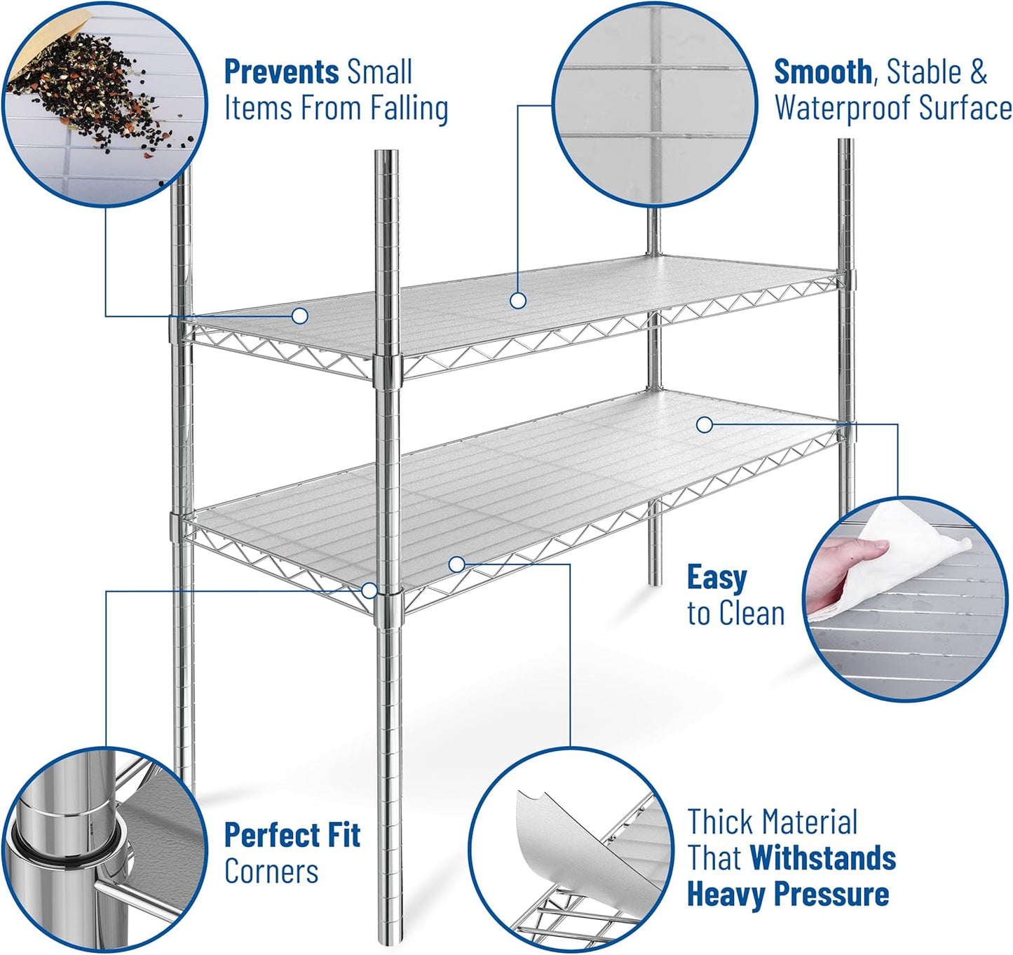 Shelf Liners for Wire Shelf System: Set of 3 in Graphite: 13.4 x 23.2 inch: Plastic Wire Shelving Shelf Mats