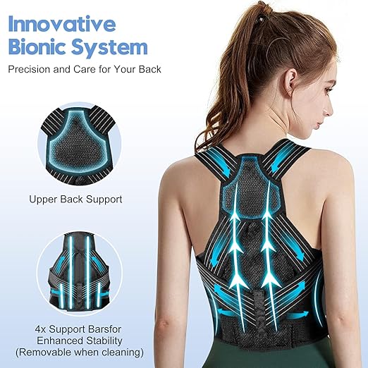 Posture Corrector for Women and Men with Bionic System, Upgraded Back Brace, Adjustable Full Back Support, Shoulder Straightener, Neck, Upper and Lower Back Pain Relief