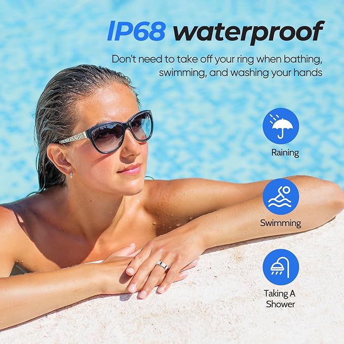 Smart Ring with Sleep Apnea Monitoring, No APP Subscription, 10-Day Battery Life, Stress/Heart Rate/Women's Health Tracker, Android & iOS Compatible (Rose Gold, 12)