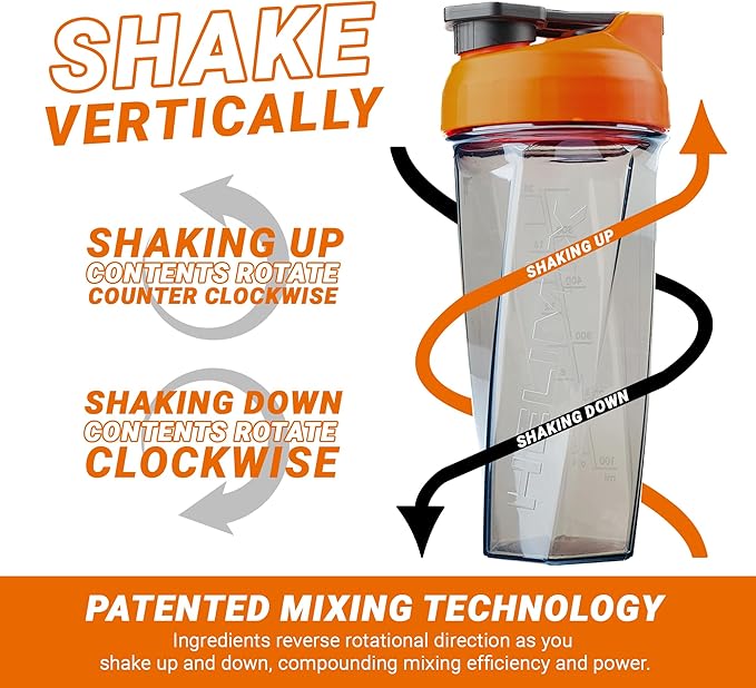 HELIMIX 2.0 Vortex Blender Shaker Bottle Holds upto 28oz | No Blending Ball or Whisk | USA Made | Portable Pre Workout Whey Protein Drink Shaker Cup | Mixes Cocktails Smoothies Shakes | Top Rack Safe