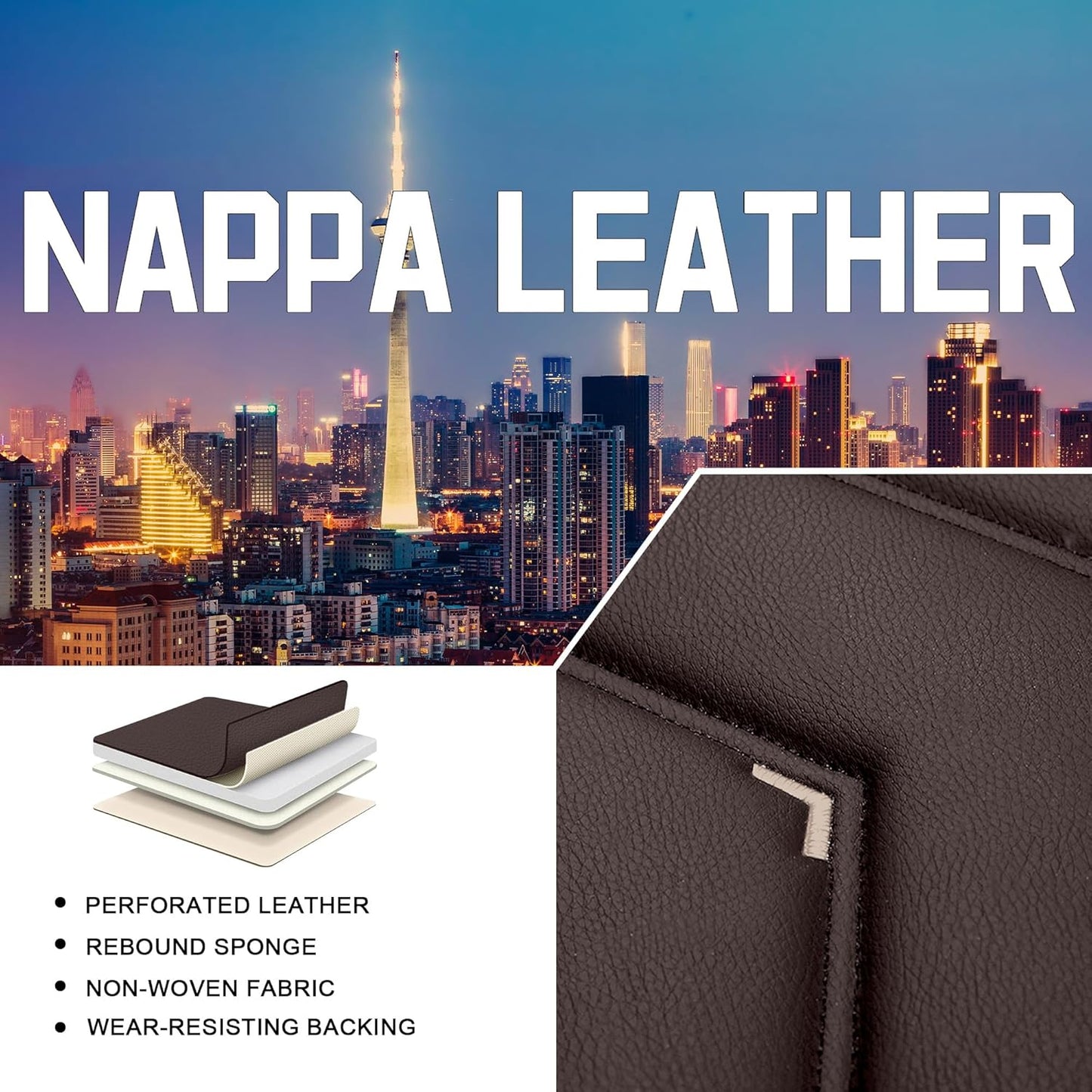 Car Seat Covers for Chrysler Pacifica 2004-2025, Stylish Sport Seat Cover, Premium Nappa Leather Car Seat Cover. Automobile Seat Covers Sets.(Standard 5 Seats/Coffee Color)