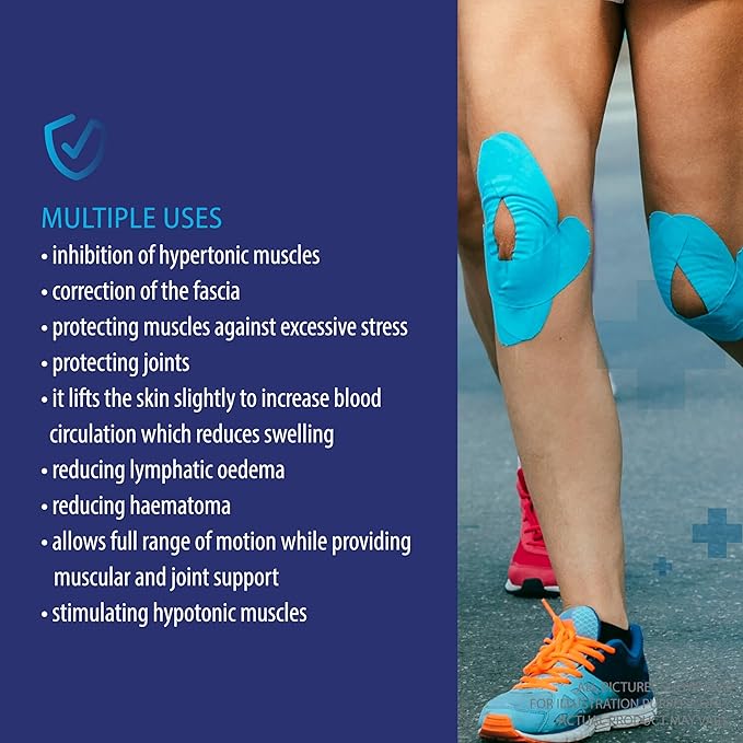 Deke Home - Kinesiology Tape Rolls (3 Pack), Uncut 2" x 16ft Athletic Tape, Strong Adhesive, Waterproof Sports Tape for Injuries, Knee, Ankle, Muscle, Joint, Latex-Free