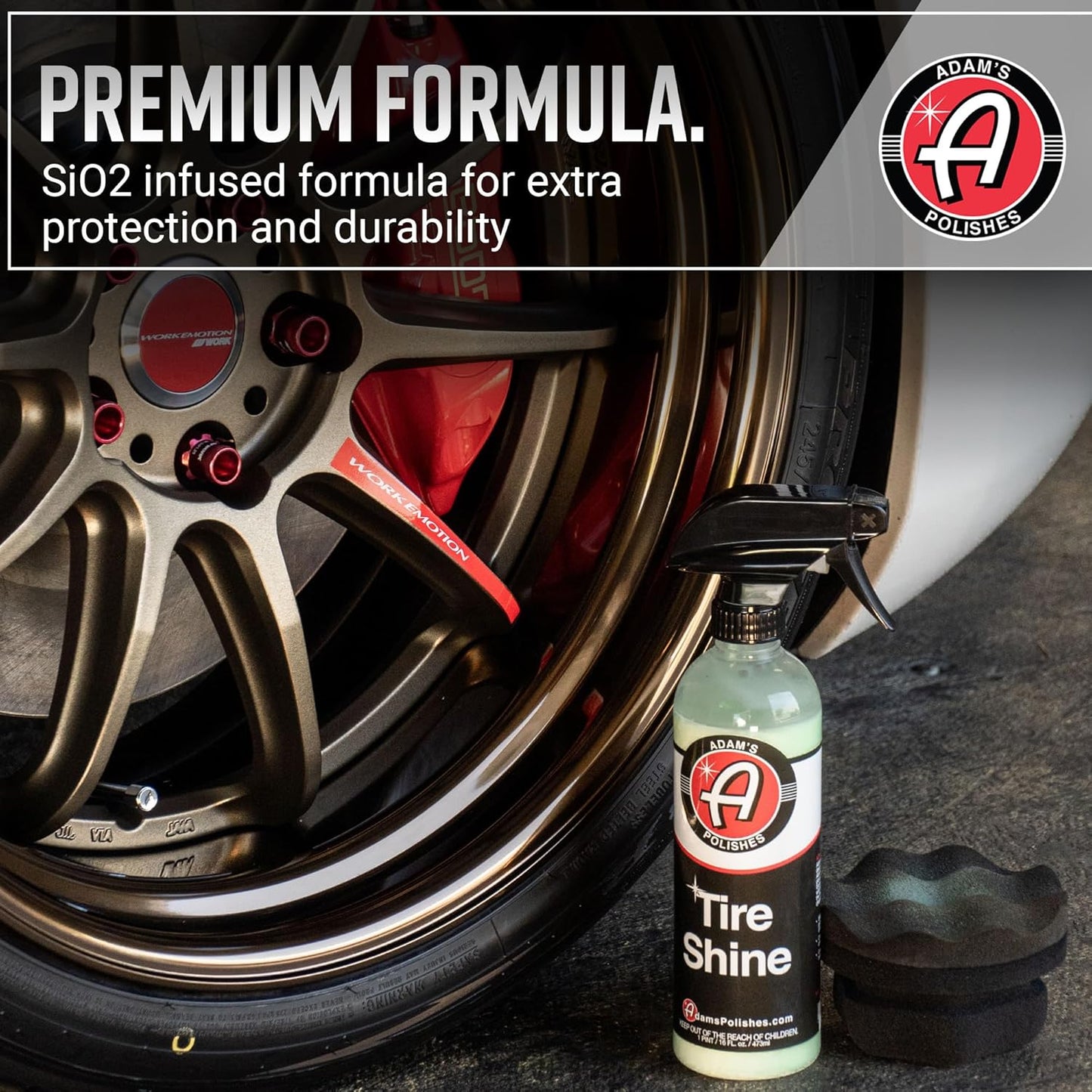 Adam's Polishes Tire Shine Gallon - Spray Tire Dressing W/ SiO2 for Non Greasy Car Detailing |Use W/Tire Applicator After Tire Cleaner & Wheel Cleaner,Gives A Ceramic Coating Wax