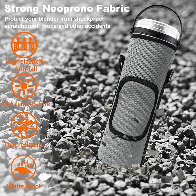 Storage Bag for Ninja Portable Blender Dust Cover Sleeve with Shoulder Strap, Accessory Pocket for Ninja BC151NV/BC51NV/BC151BK/BC151CR/BC151EM/ BC151PR/BC151WH/BC155PS Portable Blender (Grey Lozenge)