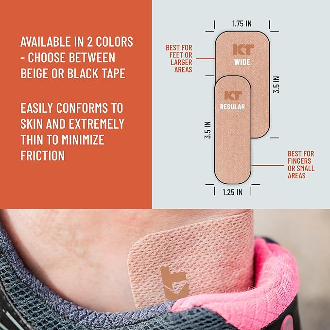 KT Health Blister Prevention Tape – 30 Precut Strips for Blister Protection, Strong Adhesive, Dermatologist Tested, Ideal for Athletes and Active Lifestyles – Beige