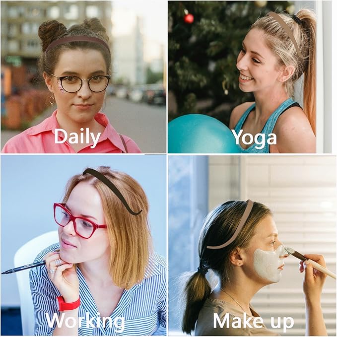 6 Pack Flex No Pressure Headbands for Women - Designed for Eyewear, Matte Finish, Comfortable Plastic With Teeth