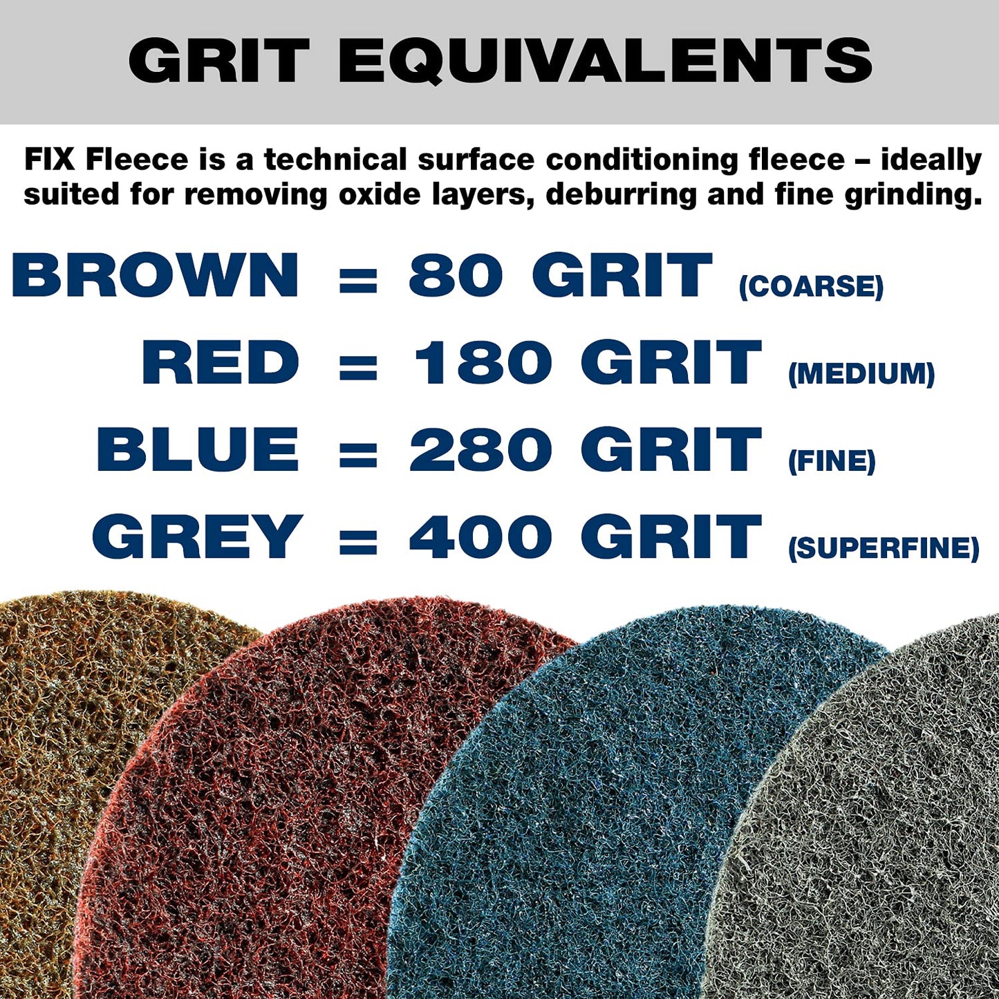 CS Unitec 80616 FIX Fleece (Nonwoven) Disc for The FIX Hook and Loop System, 4-1/2" Diameter, Medium (Red) (Pack of 10)