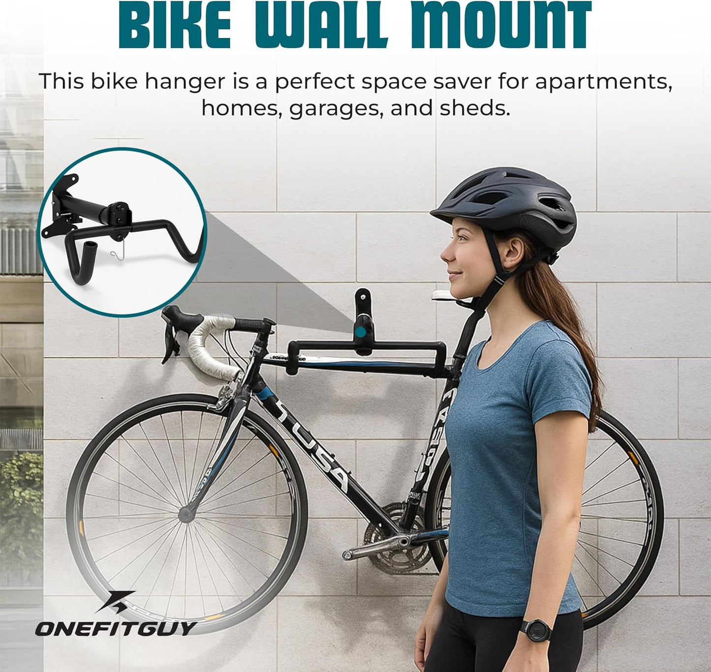 Bike Wall Mount, 1 Pack Bike Hanger, Foldable Bicycle Storage Horizontal Rack, Includes Bike Hook, for Garage, Indoor or Shed with Screws