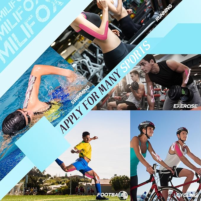 2 Rolls Kinesiology Tape, Waterproof Kinetic Tape 1.97 in x 16.4 ft, Uncut Cotton Elastic Athletic Strips for Knee, Shoulder, Ankle, Muscle Support (Pink and Pink Camouflage)