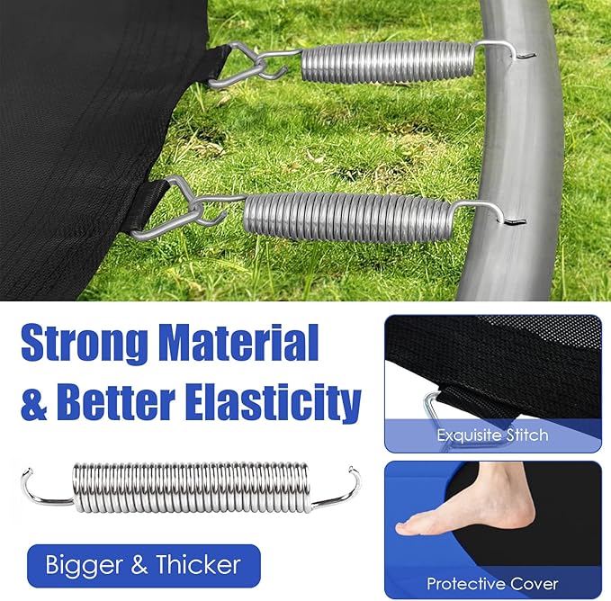 GYMAX Trampoline, 8FT 10FT 12FT 14FT 15FT 16FT Recreational Trampolines w/Safety Enclosure Net & Ladder - ASTM Certificated, Outdoor Trampoline for Kids and Adults