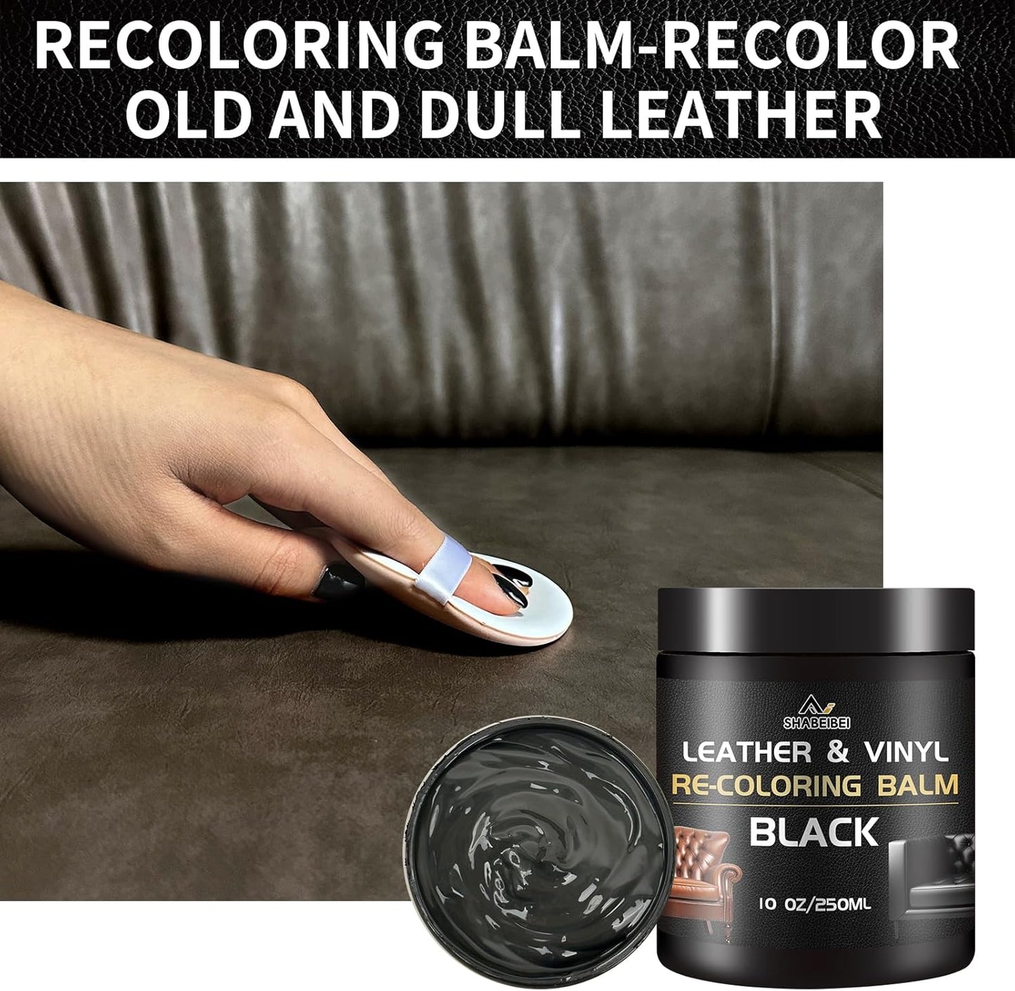 Leather Repair Kit Recoloring Balm Cleaner Conditioner Waterproof Beeswax Oil for Car Seat Furniture Couch Shoe Leather Vinyl(White)