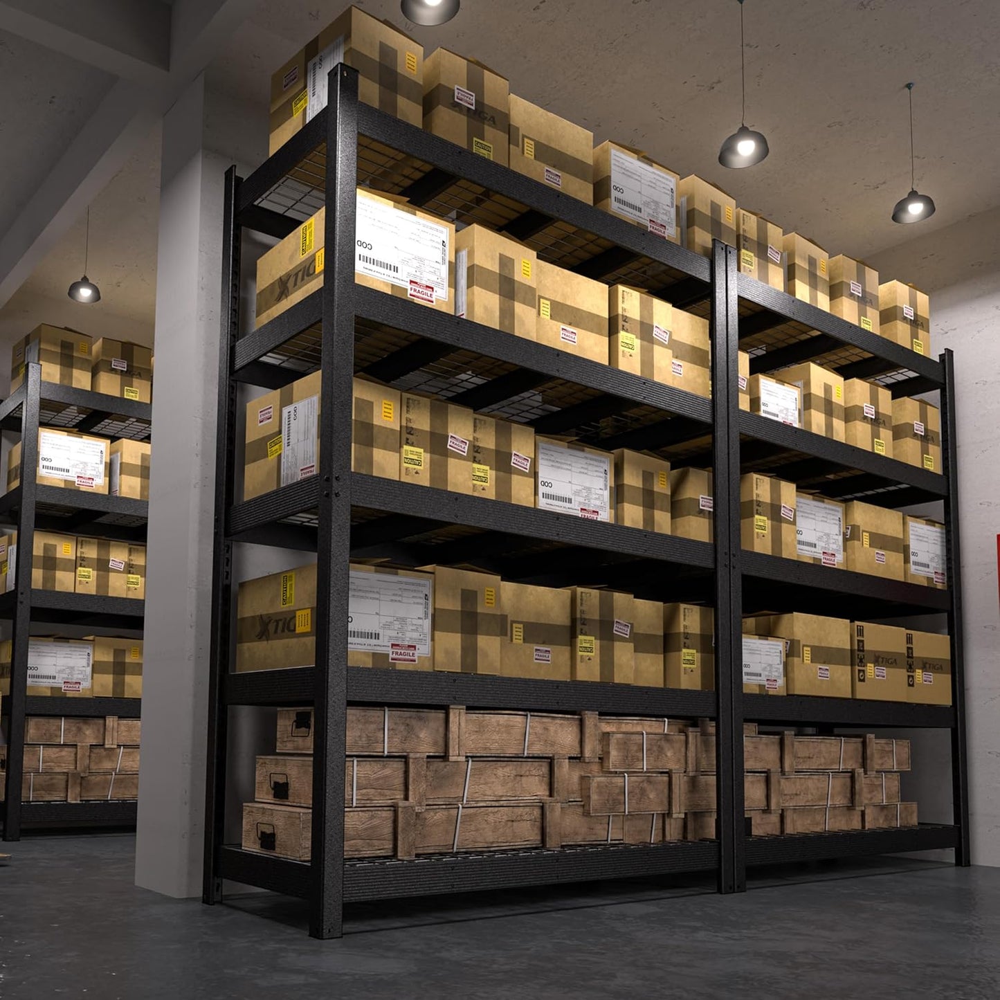 MUPATER 60.04”W × 24.02”D × 80.71”H Metal Storage Shelves, 3000 LBS Heavy Duty Utility Shelf Racks, Garage Shelving Unit with 5-Tier Adjustable Shelves for Kitchen, Warehouse, Garage