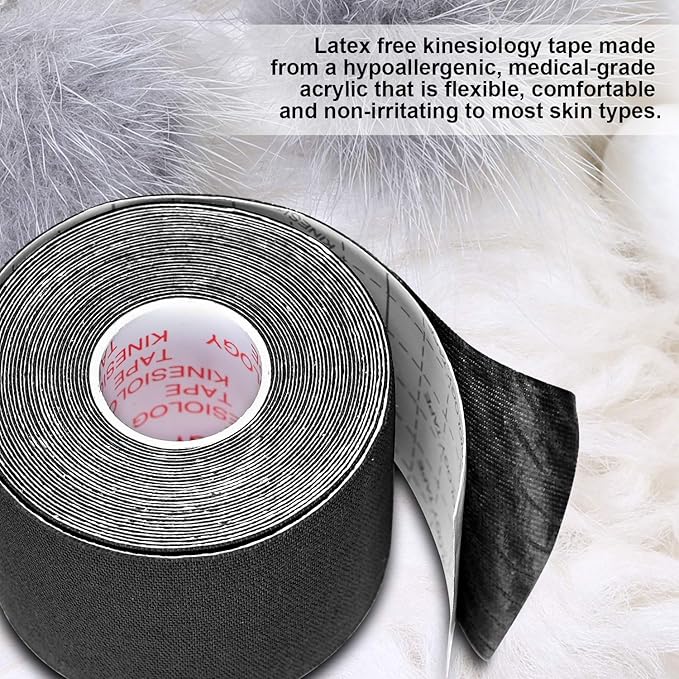 Kinesiology Tape Athletic Tape Sport Tape, Lychee Supports & Protects Muscles, Waterproof and Latex Free, Breathable Elastic for Sport Activity(Black, 6 Rolls)