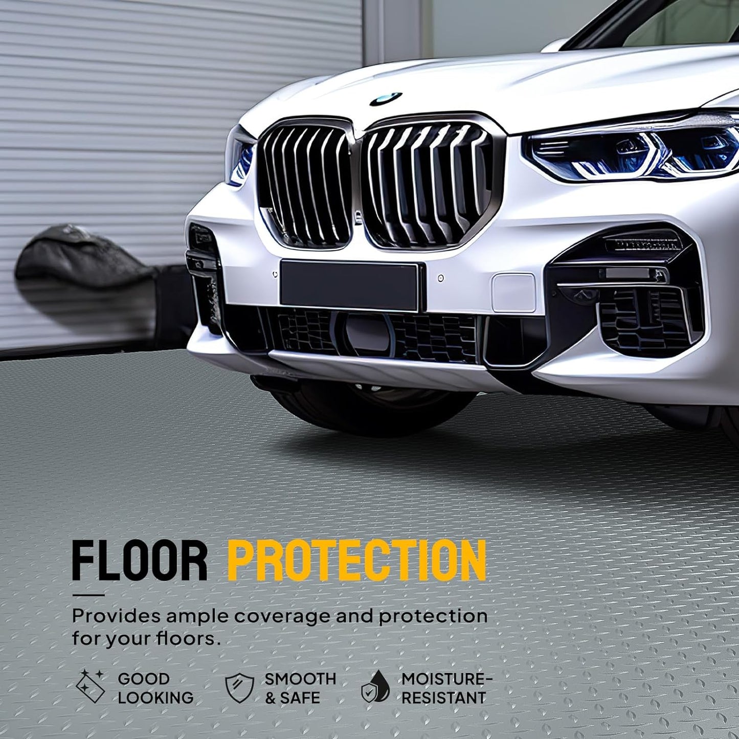 TUFFIOM 7'87'' x 22 FT Garage Floor Mat, Thickened Diamond Plate PVC Garage Mats Flooring Roll for Under Car, Garage Parking Mats for Floor Large SUVs, MPV, Pickup Truck, RV