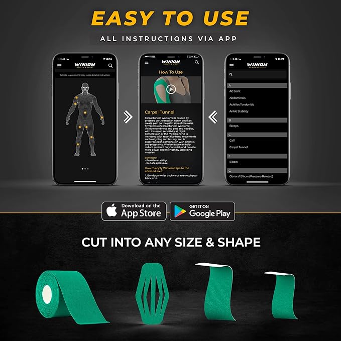 Kinesiology Tape-Incredible Support for Athletic Sports and Recovery + Free Taping Guide-Uncut 2 inch 50 feet Roll (Forest Green + Free Taping Guide, Pack of 1)