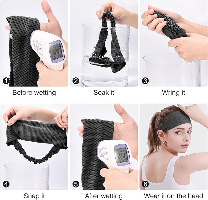 Sukeen Cooling Headband for Men Women, Instant Cooling Running Headband, Sweat Headbands for Workout, Sports Headbands for Yoga, Golf, Gym, Camping, Tennis, 20 inches