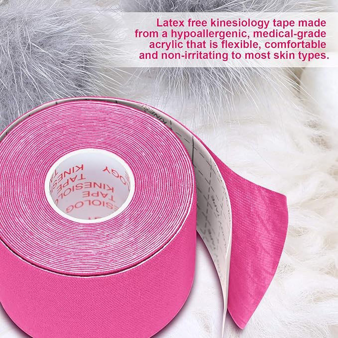 Kinesiology Tape Athletic Tape Sport Tape, Lychee Supports & Protects Muscles, Waterproof and Latex Free, Breathable Elastic for Sport Activity (Pink, 6 Rolls)