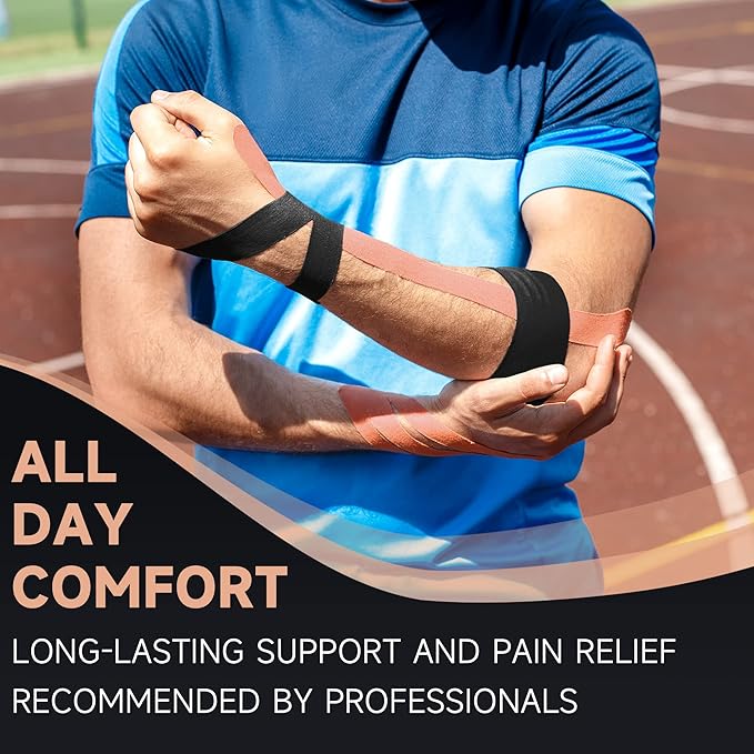 CKeep Uncut Kinesiology Tape(2 Rolls), Original Cotton Elastic Premium Athletic Tape,Latex Free Hypoallergenic, 2inch x 16ft, Beige